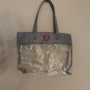 Black and White Houndstooth Clear Tote Bag with MAC Monogram